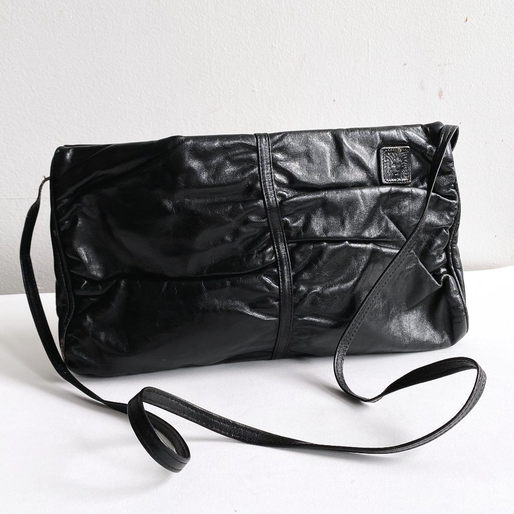 ANNE KLEIN VTG Black Leather Pochette
